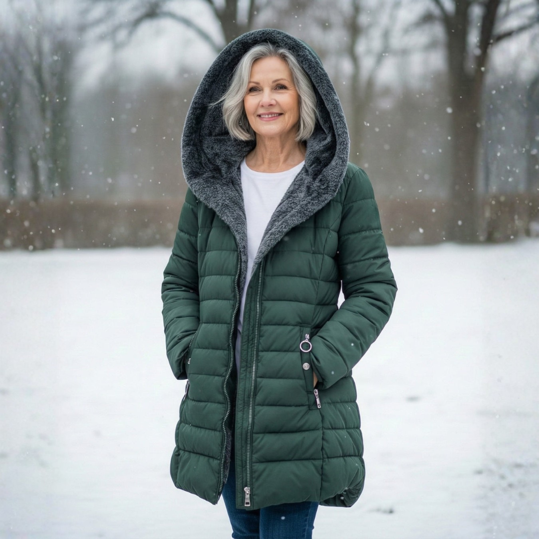Langer, mit Fleece gefütterter Steppmantel