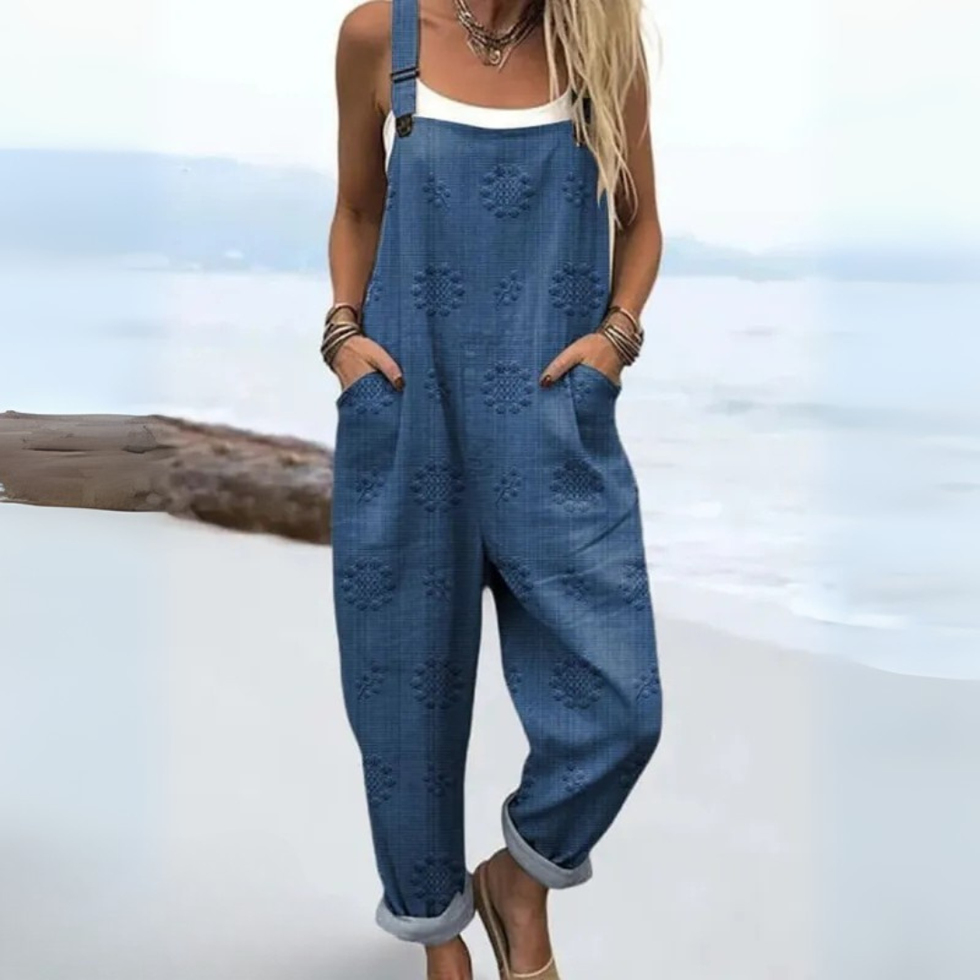 Salopette Décontractée à Motifs Fleuris