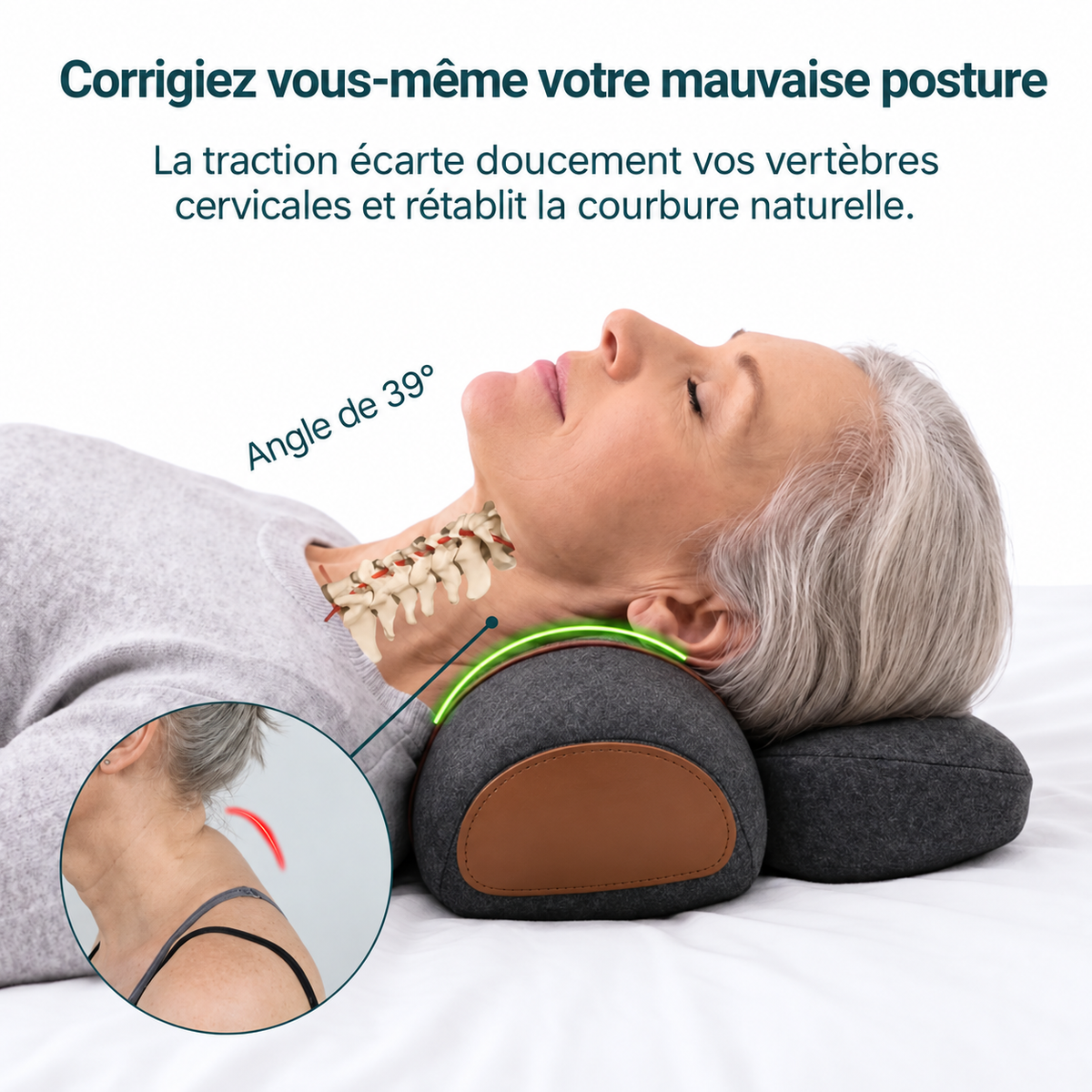 Coussin Cervical Ergonomique 3 en 1