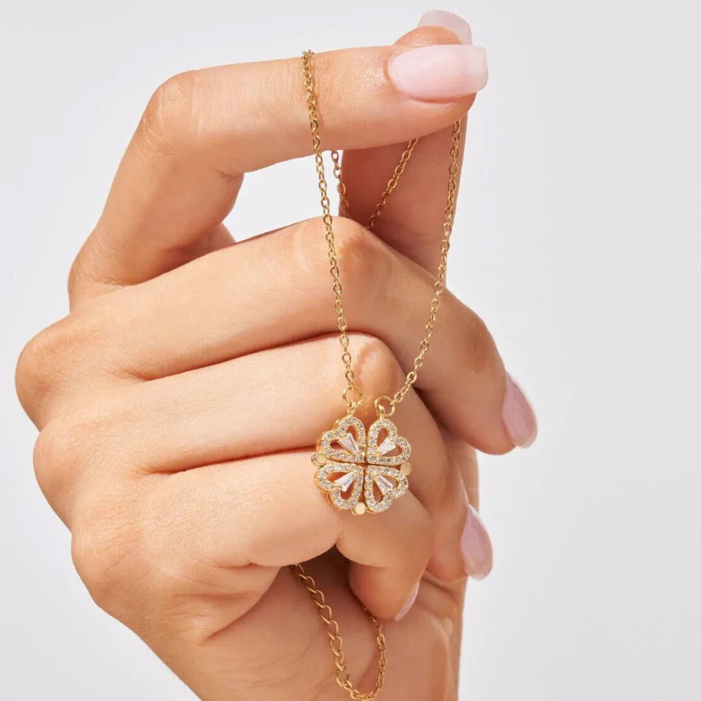 Collier 2-en-1 Trefle et Coeur