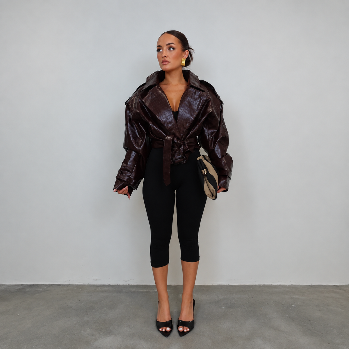 Trench Court Effet Croco Femme