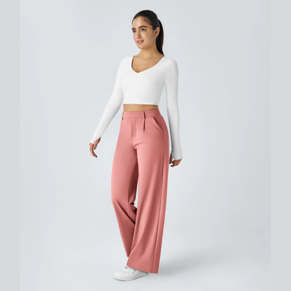 Pantalon large taille haute femme