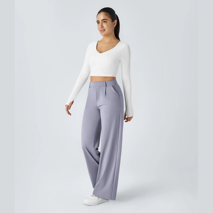 Pantalon large taille haute femme