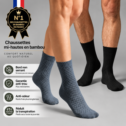 Chaussettes mi-hautes en bambou respirantes et confortables