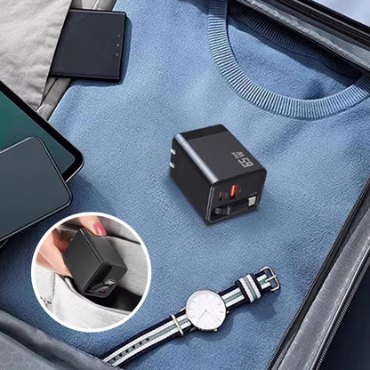 Chargeur rapide 65W avec 2 ports USB et câble détachable