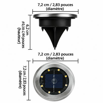 Lampe solaire extérieure LED en acier