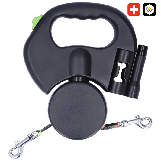 Laisse Rétractable Double Anti-Enchevêtrement pour Chiens