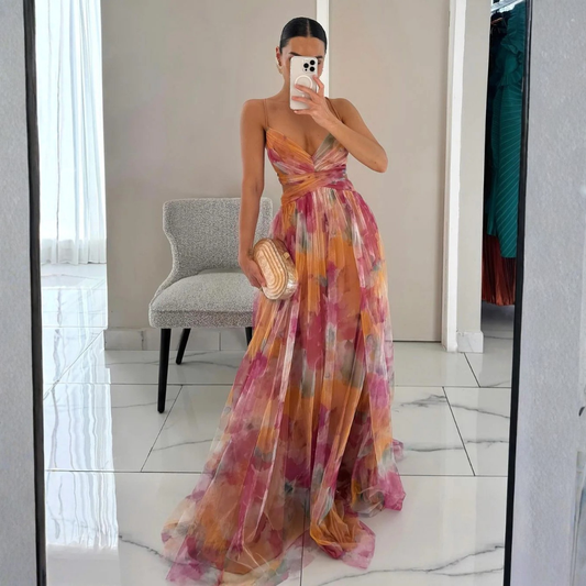 Robe Maxi Élégante Imprimé Floral