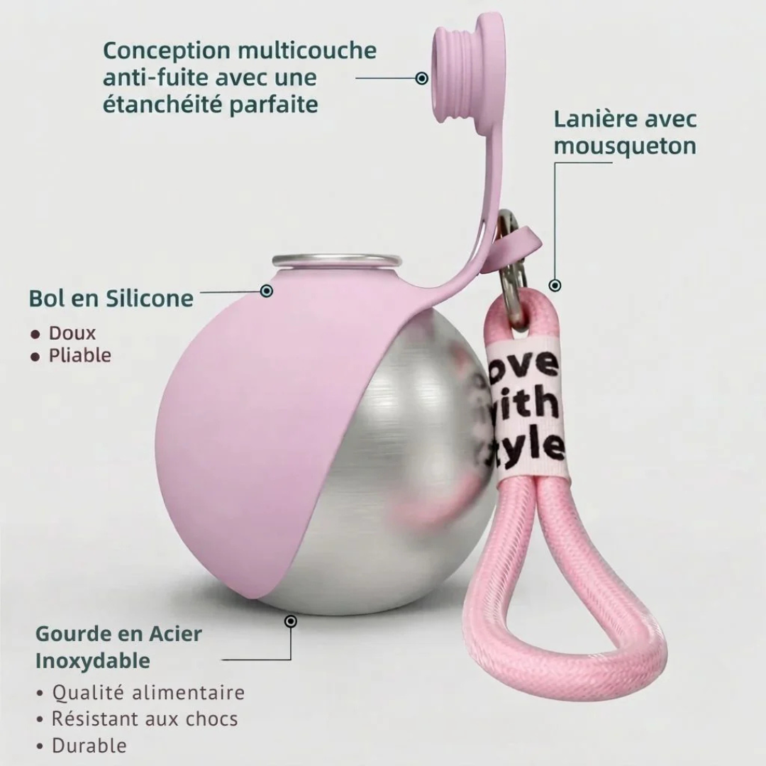 Gourde Portable pour Chien avec Bol Intégré