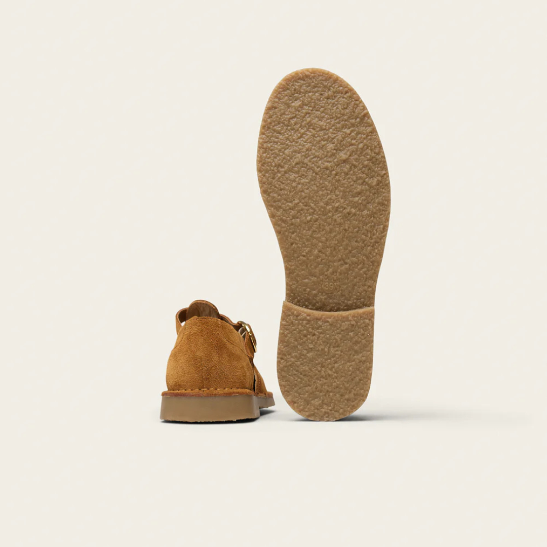 Bernsteinfarbene Wildlederschuhe für Damen