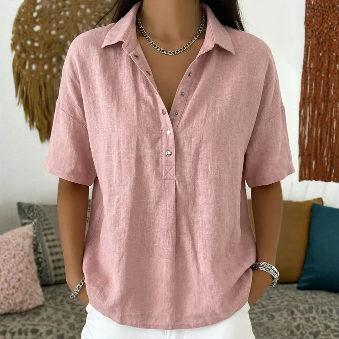 Blouse Femme Élégante et Légère à Col Boutonné