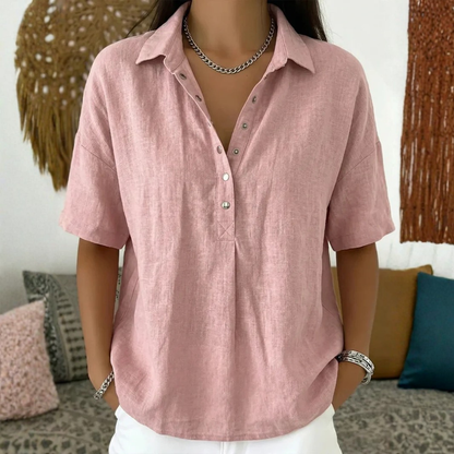 Blouse Femme Élégante et Légère à Col Boutonné