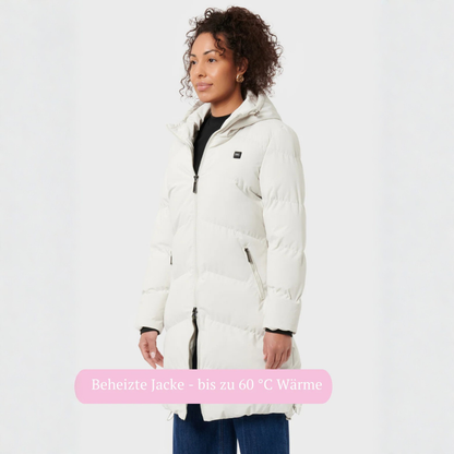 Wintermantel – Lange Damen-Steppjacke Beige