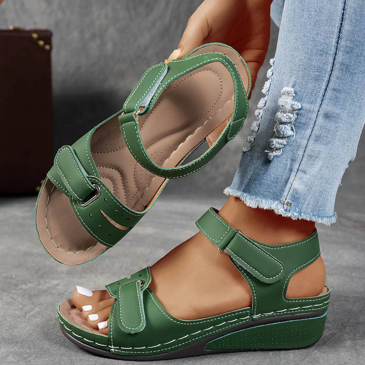 Sandales Confort Compensées Ergonomiques Femme