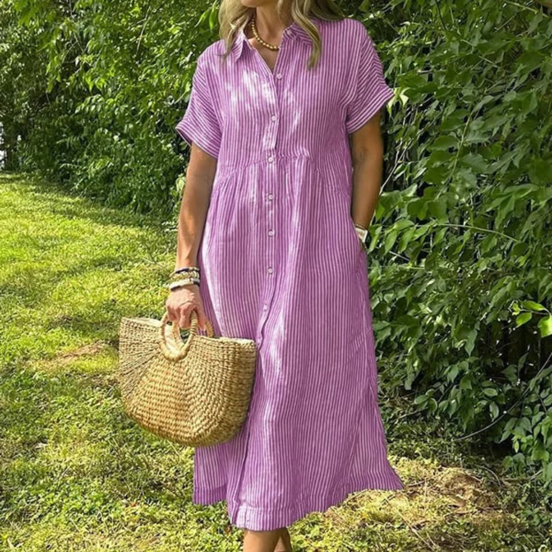 Robe longue d'été légère à rayures