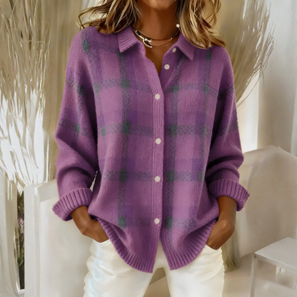 Cardigan Douillet À Carreaux