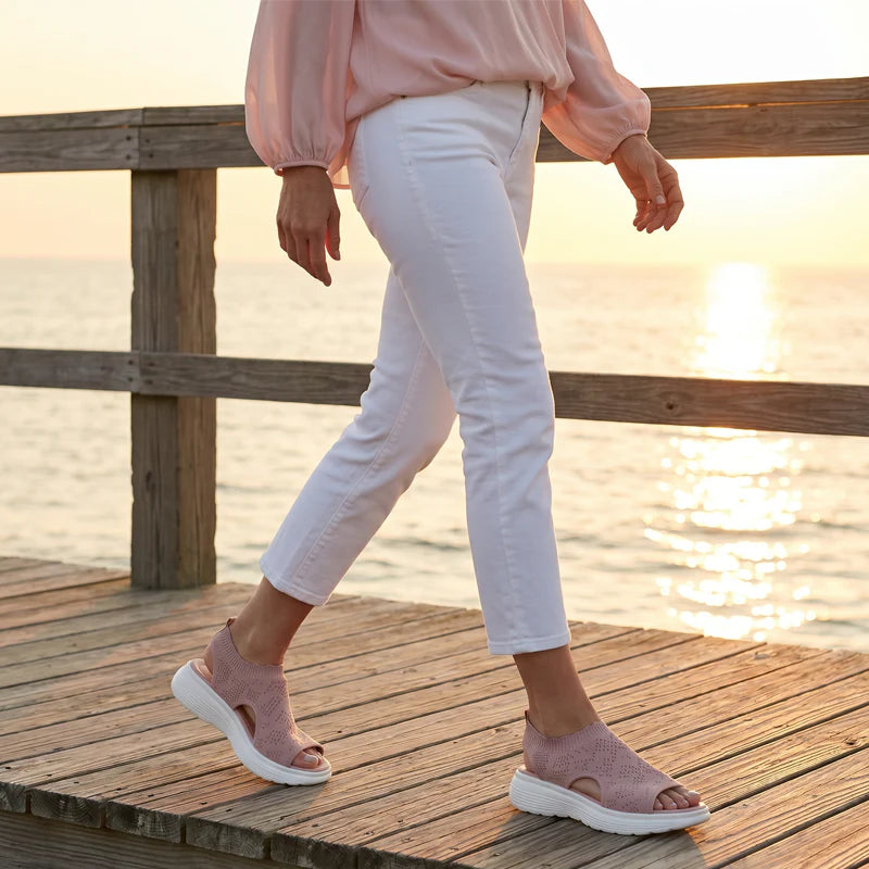 Bequeme Damen-Sandalen mit Keilabsatz aus atmungsaktivem Netzstoff