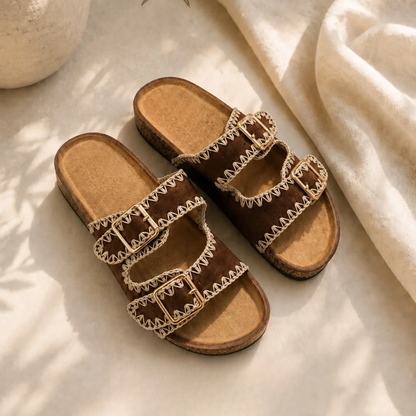 Elegante, bequeme Damensandalen mit verzierten Riemen