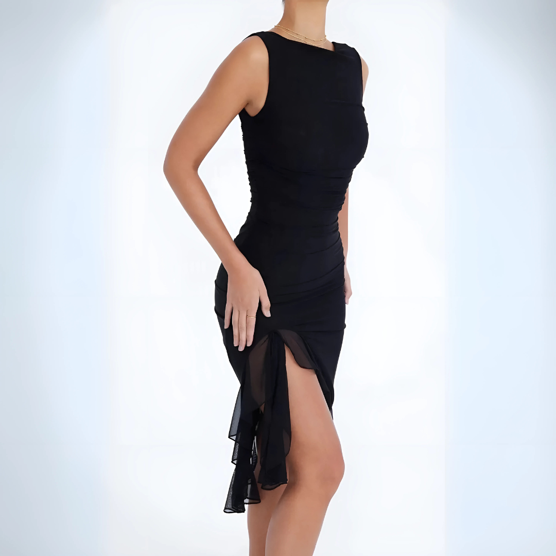 Elegantes Rüschen-Midikleid für besondere Anlässe