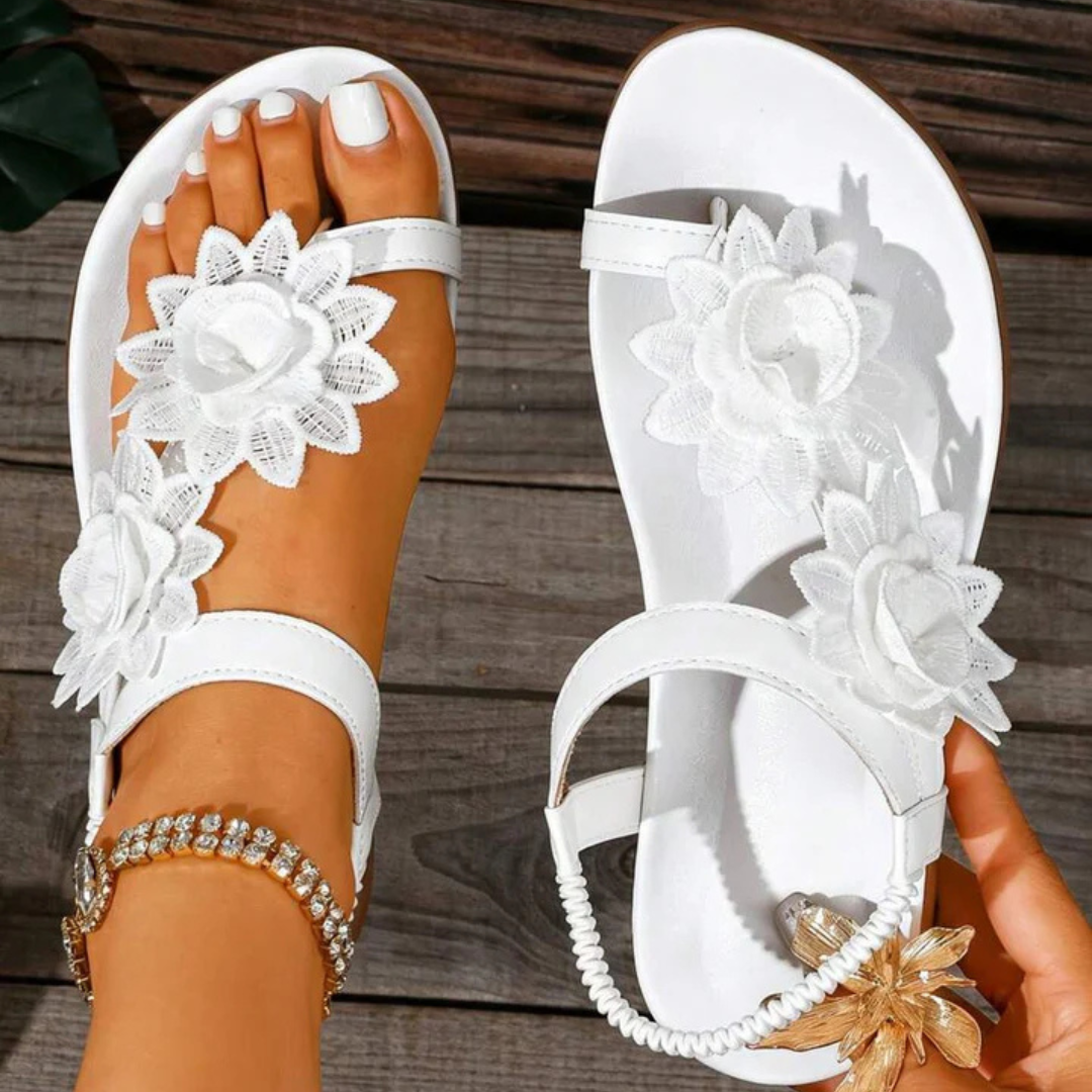 Bequeme Sandalen mit Blumenmuster für Damen