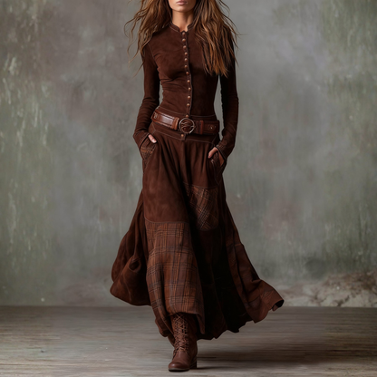 Elegantes langes Kleid mit langen Ärmeln