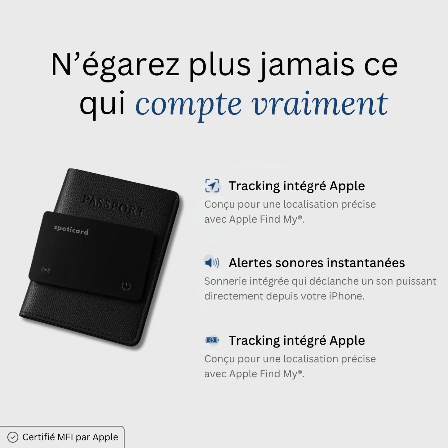 Carte de Suivi Ultra-Fine avec Apple Find My