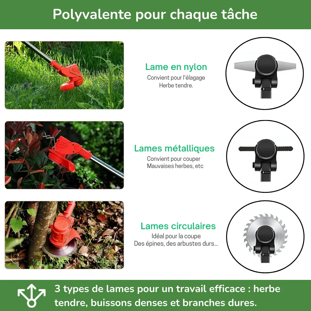 Débroussailleuse sans fil puissante pour jardin