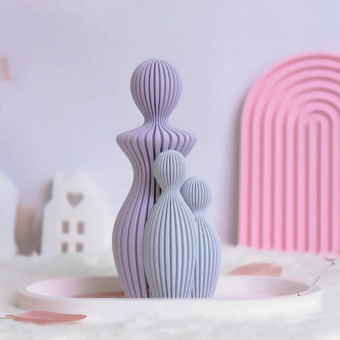 Sculpture Famille Personnalisable Minimaliste en Bioplastique