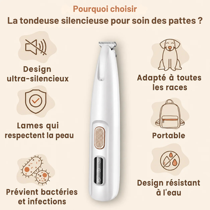 Tondeuse silencieuse pour soin des pattes