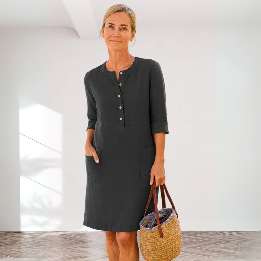 Robe unie femme – Boutonnée et confortable