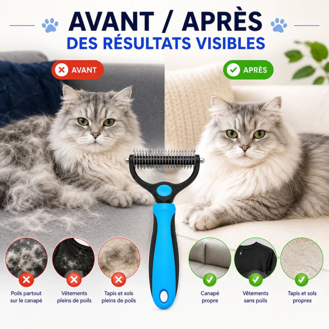 Brosse anti-poils double spirale