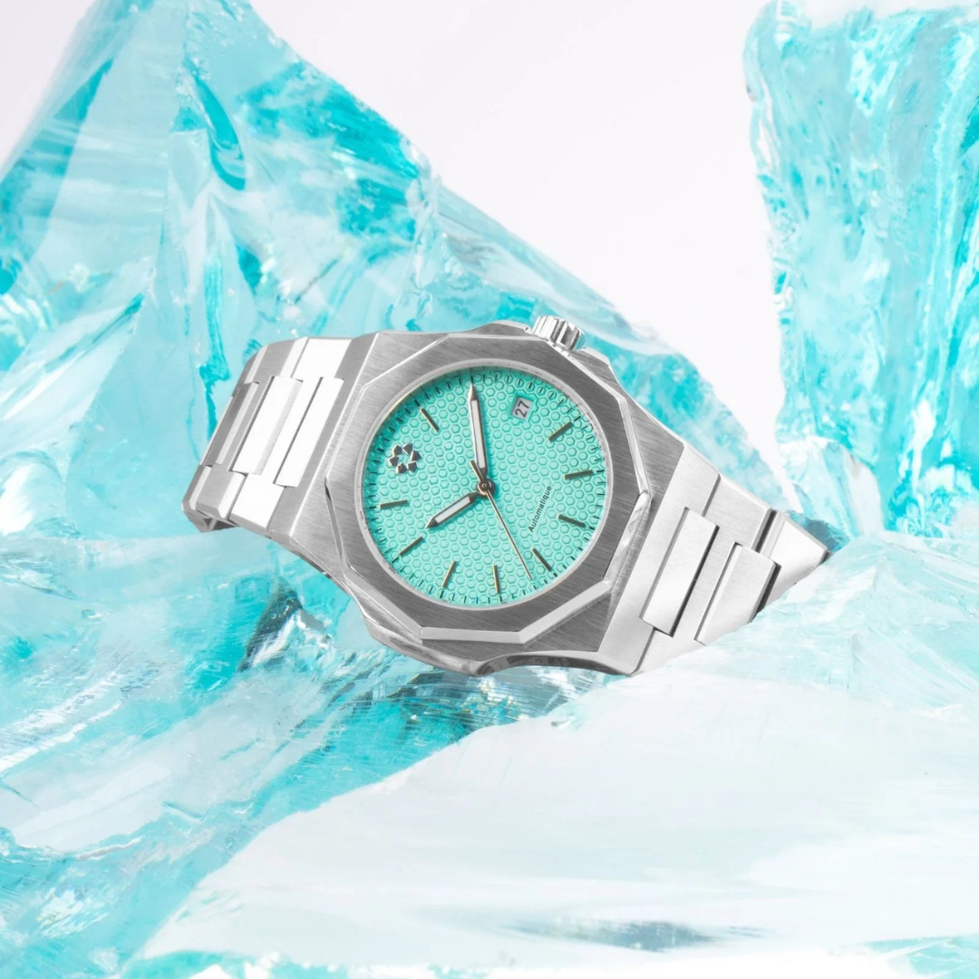 Montre automatique acier turquoise élégante