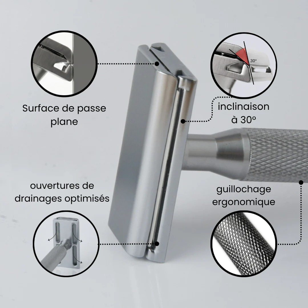 Sicherheitsrasierer aus Aluminium + 100er-Pack Klingen