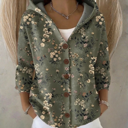 Farbige Strickjacke mit Kapuze für Damen