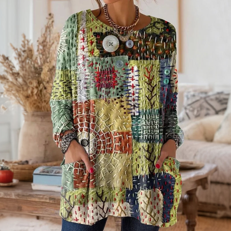 Blouse Patchwork Vintage Multicolore