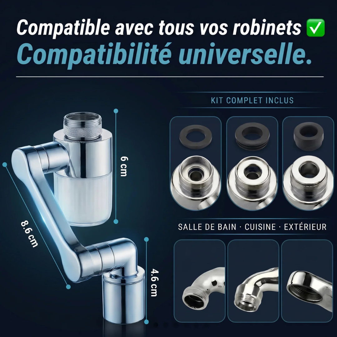 Extension de Robinet 1080° Filtrante Double Jet