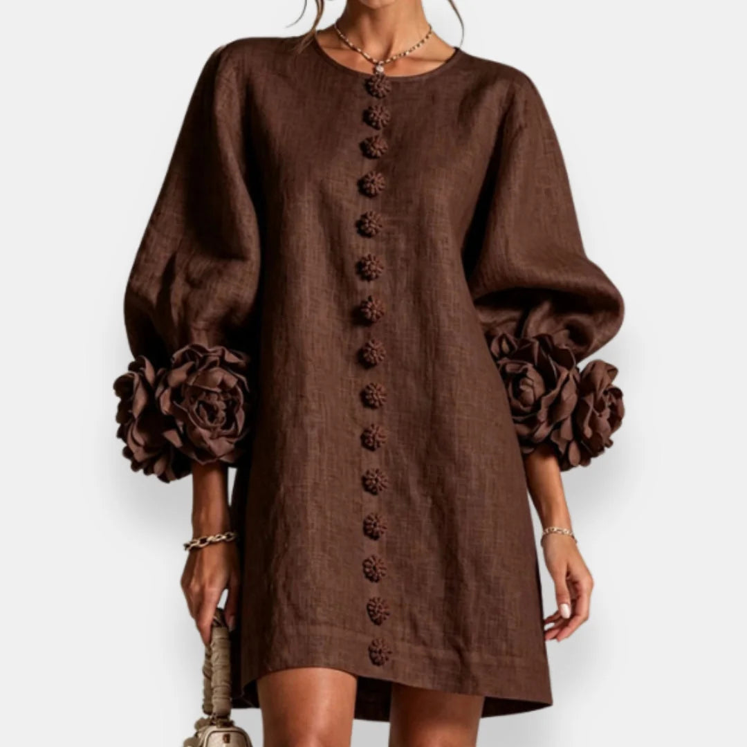 Strukturiertes Blumenkleid für Damen