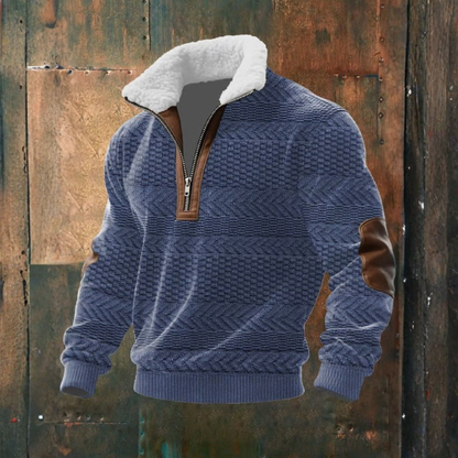 Pull zippé à col montant doublé