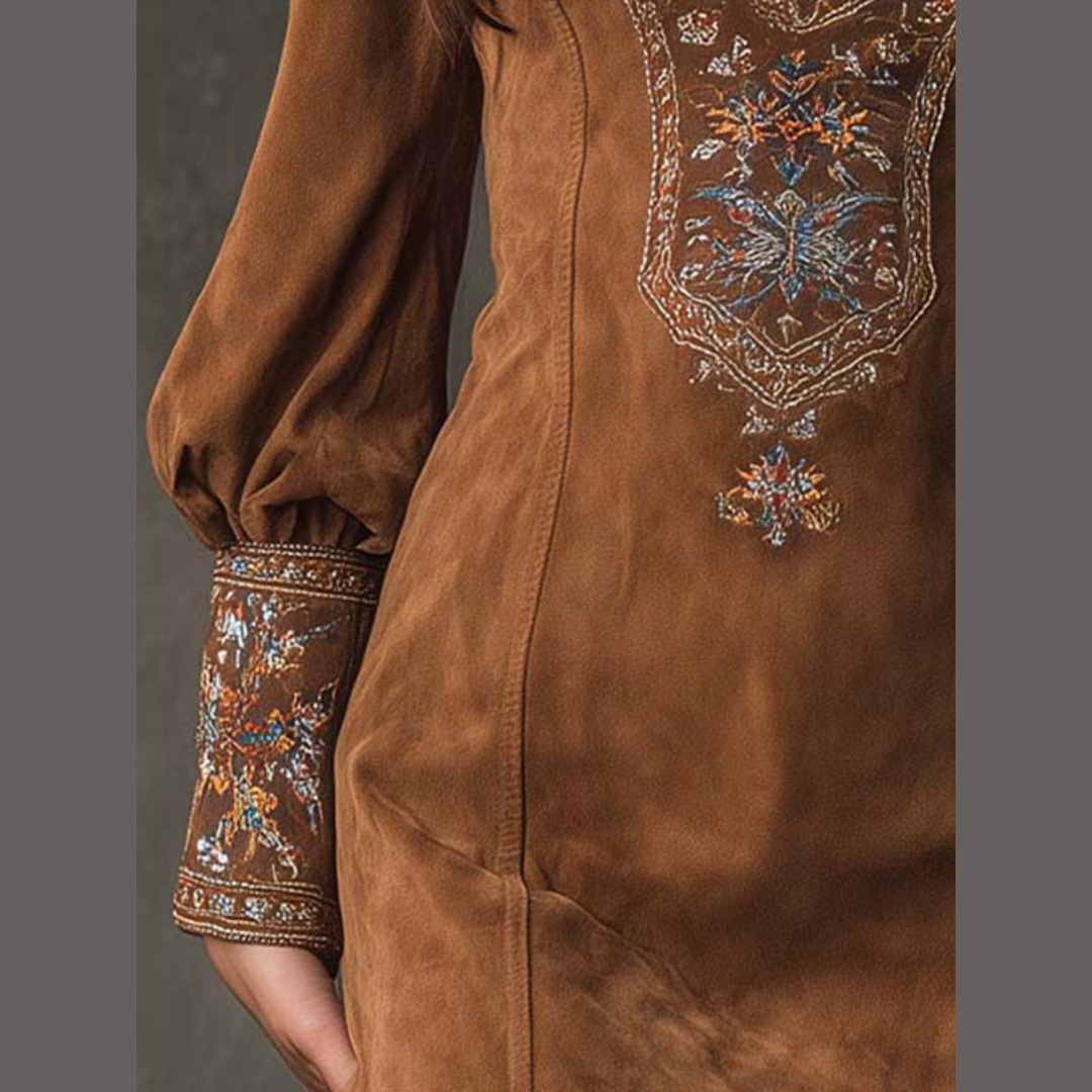 Robe en daim brodée
