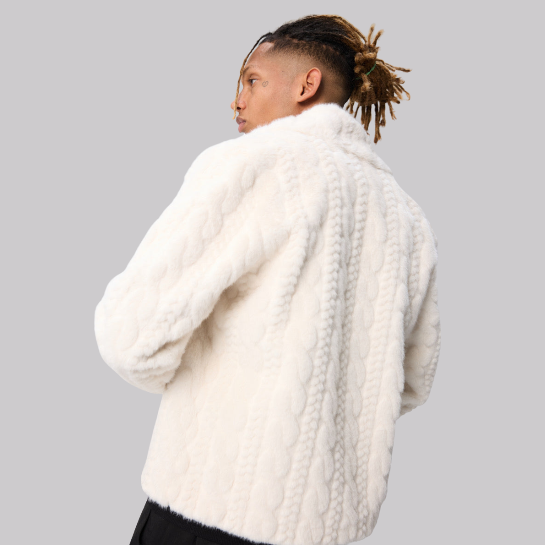 Weiße strukturierte Herrenjacke