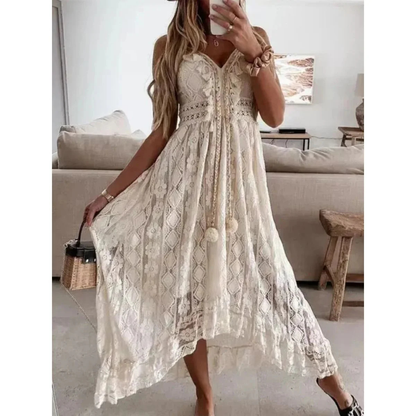Langes, fließendes Sommerkleid aus Spitze – elegant und schick für Damen