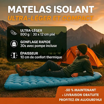 Matelas gonflable ultraléger et compact pour bivouac et camping