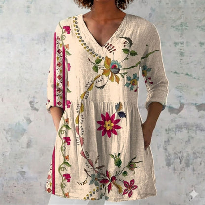 Blouse longue florale pour femme