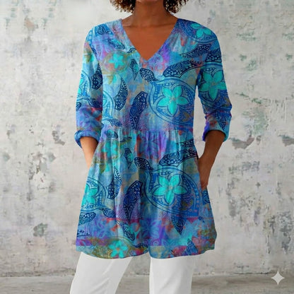Blouse longue florale pour femme