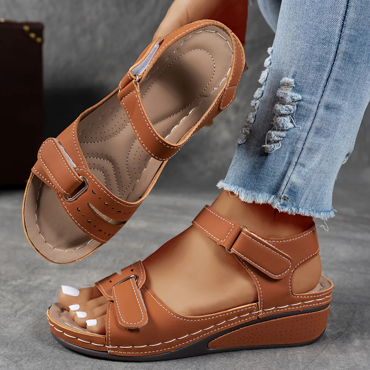 Sandales Confort Compensées Ergonomiques Femme
