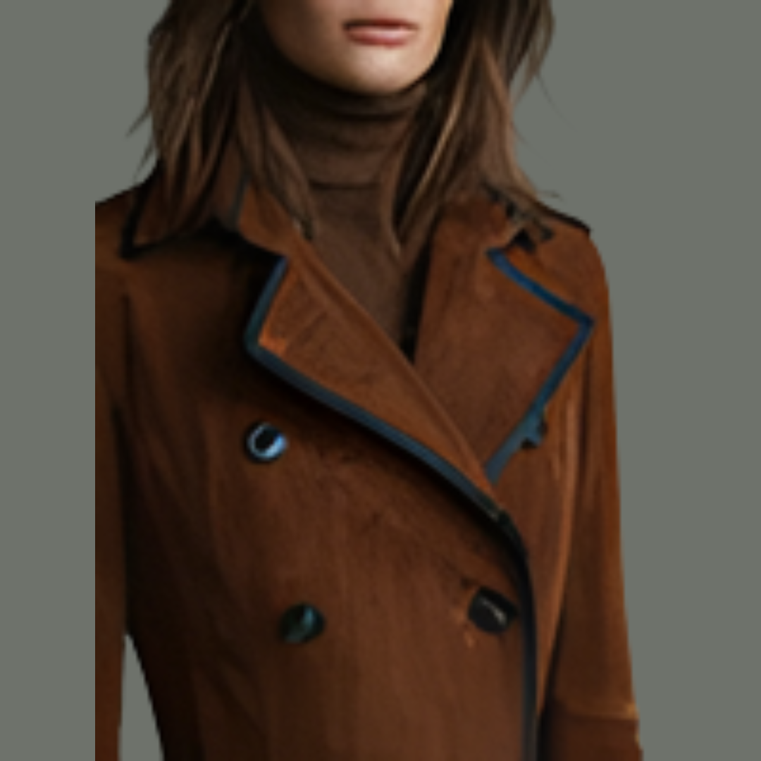 Trench long en cuir véritable femme