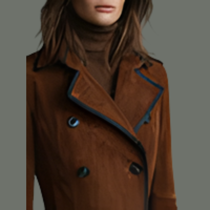 Trench long en cuir véritable femme