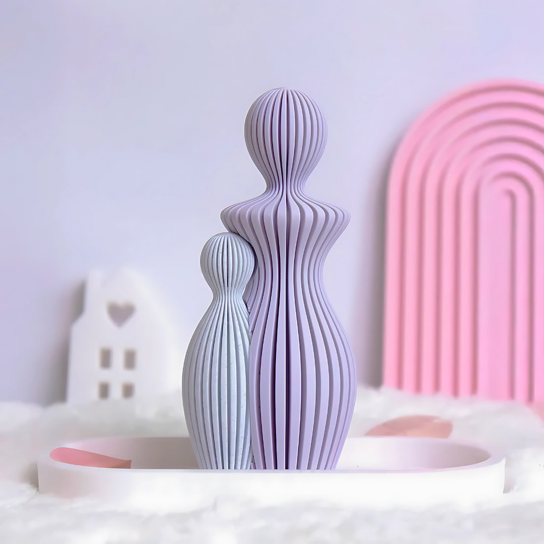 Sculpture Famille Personnalisable Minimaliste en Bioplastique