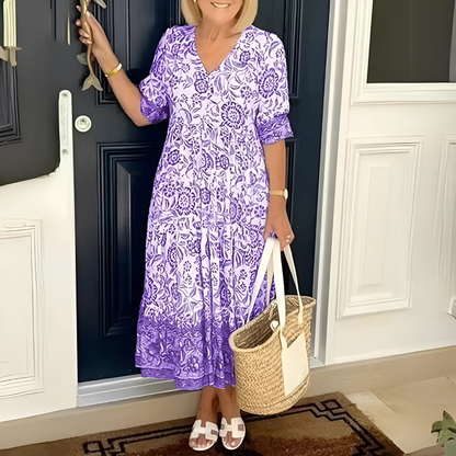 Robe longue fluide à motifs