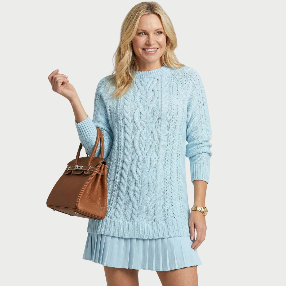 Damenpullover aus Zopfstrick